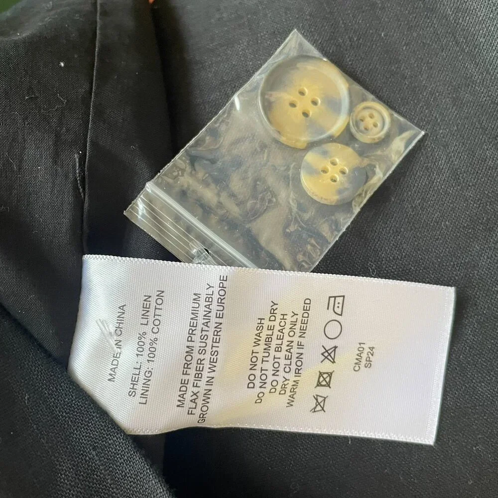 NWT Quince Black Structured Linen Blazer Size M - Picture 4 of 4